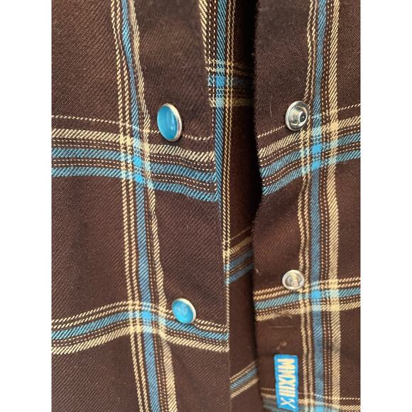 Dixxon Apache Anniversary Edition Brown Plaid Flannel Shirt size Medium - Picture 8 of 11